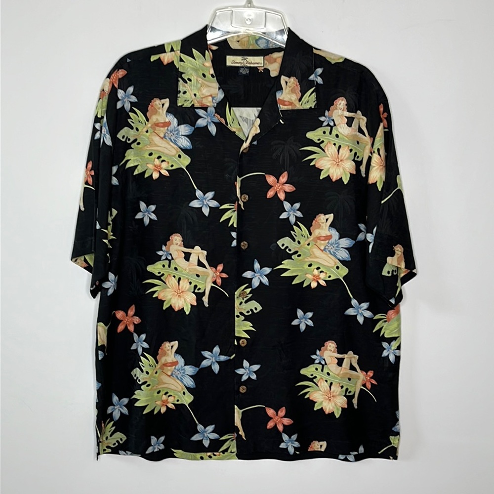 TOMMY‎ BAHAMA Silk Floral Button Down Hawaiian Shirt Sz L